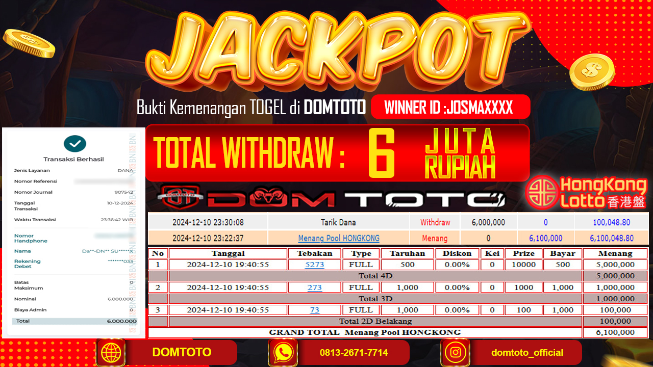 JACKPOT TOGEL HONGKONG 10 DESEMBER 2024 